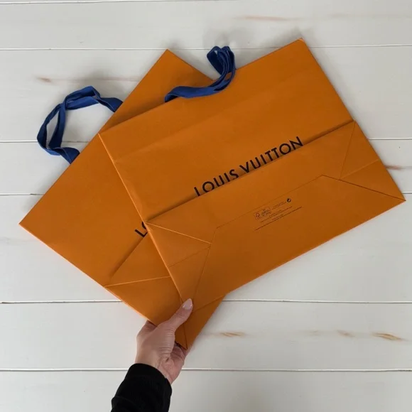 Set of 2 Louis Vuitton Shopping Bags – Authentic 16x13.5, Minor Wear on One